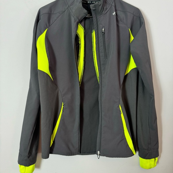 Gray Neon Yellow Under Armour Activewear Jacket SM - Picture 6 of 13